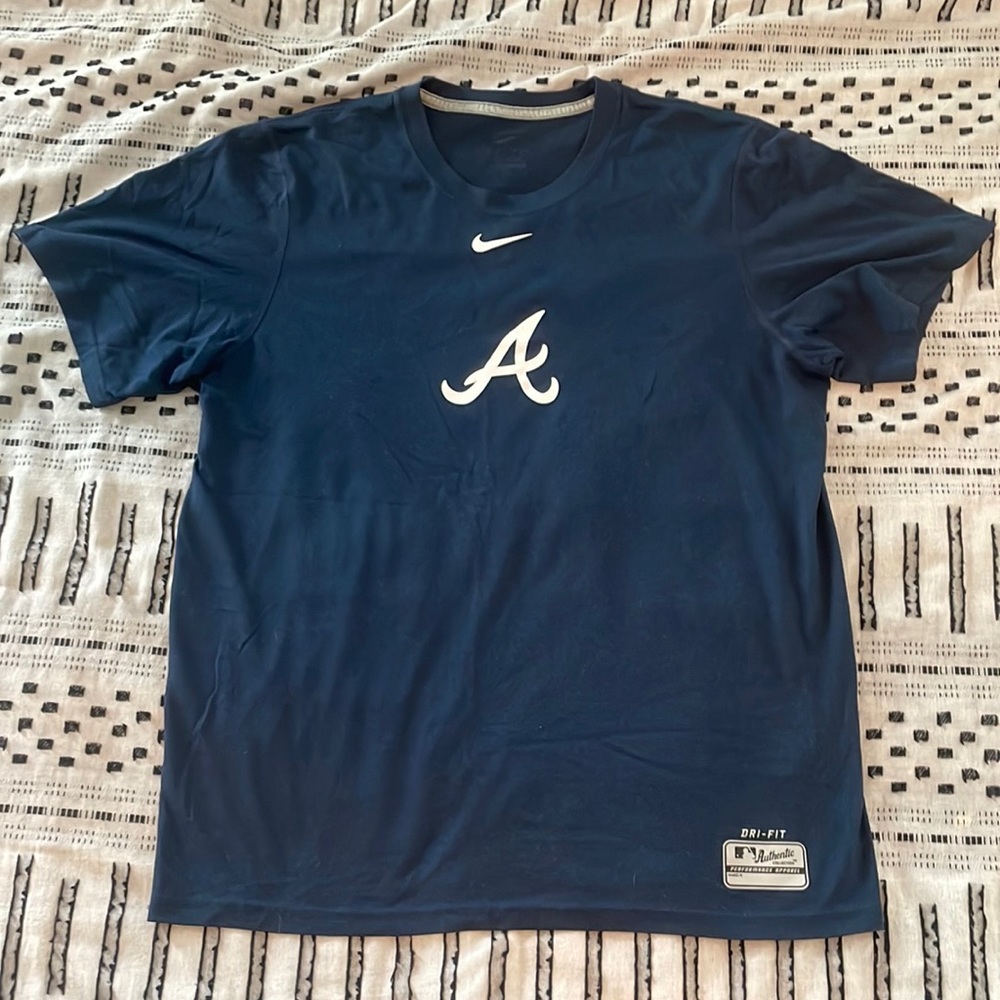 Nike Dri Fit Atlanta Braves Short Sleeve Tee Navy Blue Mens Medium